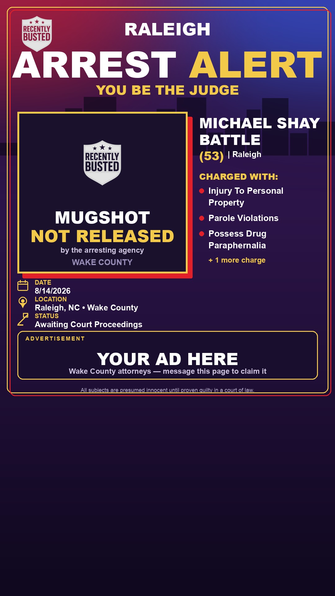 Arrest report - MICHAEL SHAY BATTLE