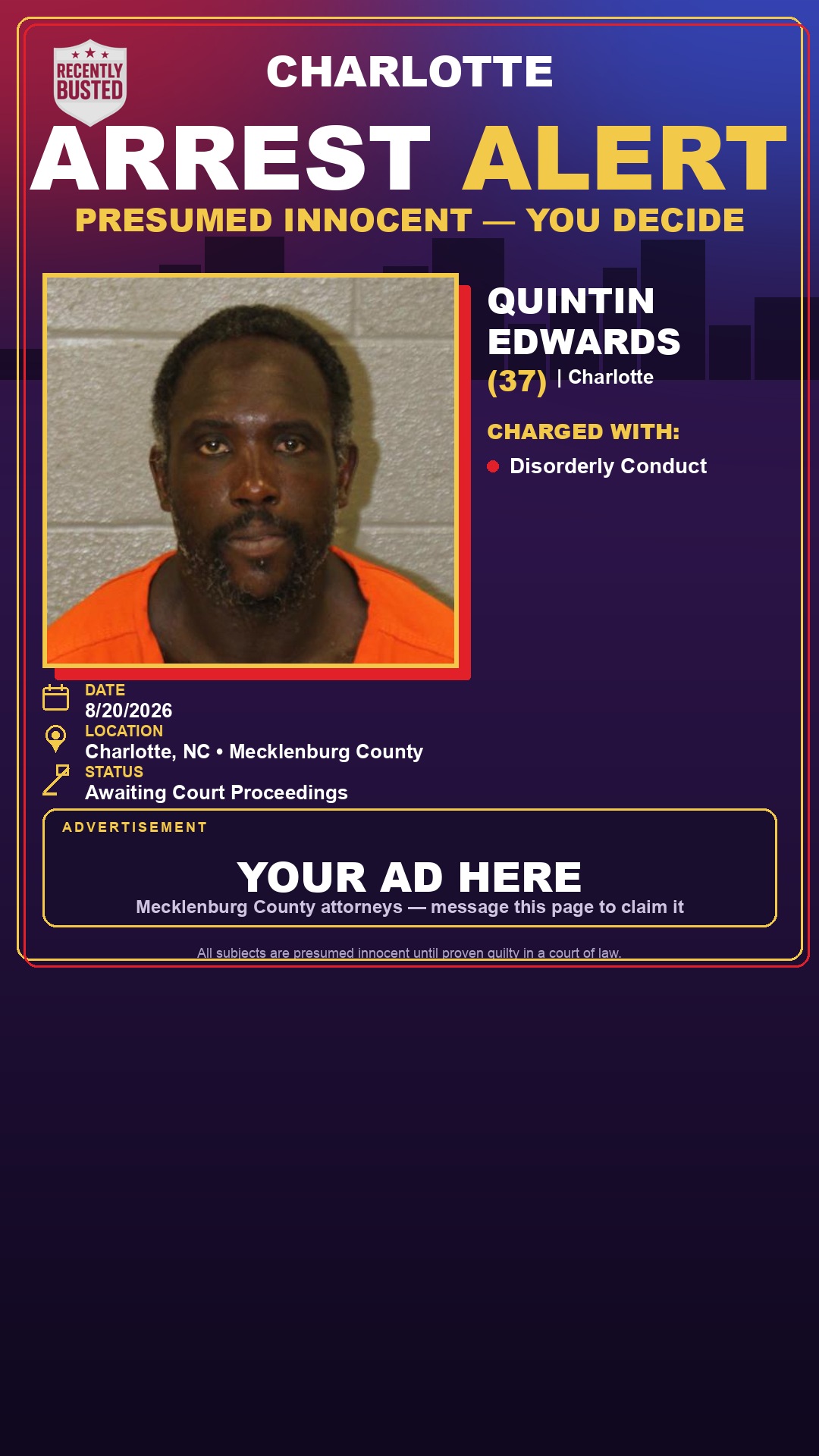 Arrest report - QUINTIN EDWARDS
