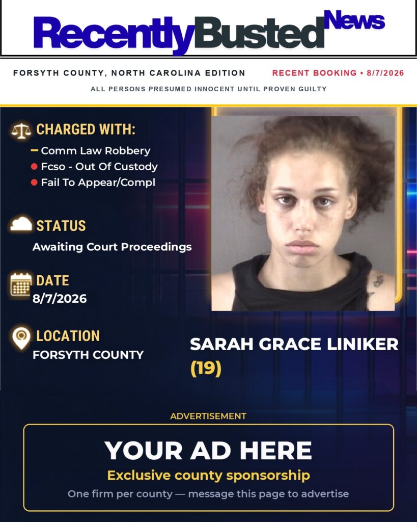 Arrest report — SARAH GRACE LINIKER