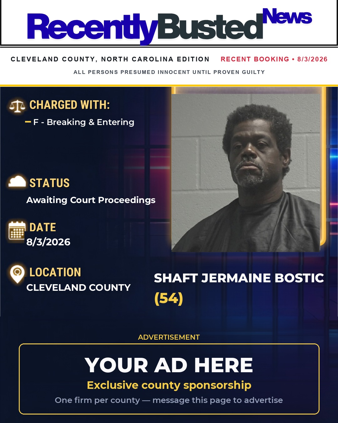 Arrest report - SHAFT JERMAINE BOSTIC