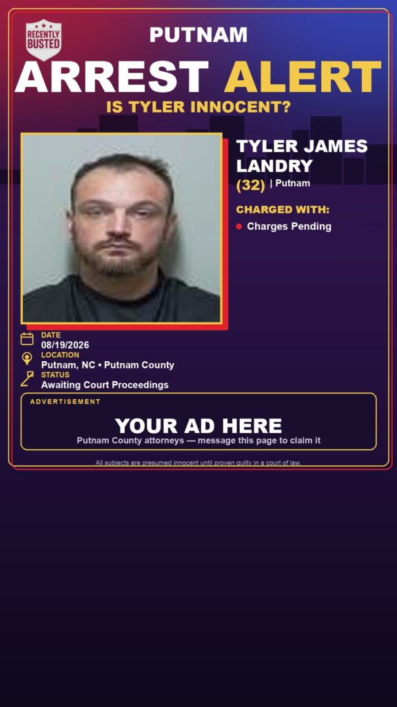 Tyler James Landry — arrest record card, Recently Busted