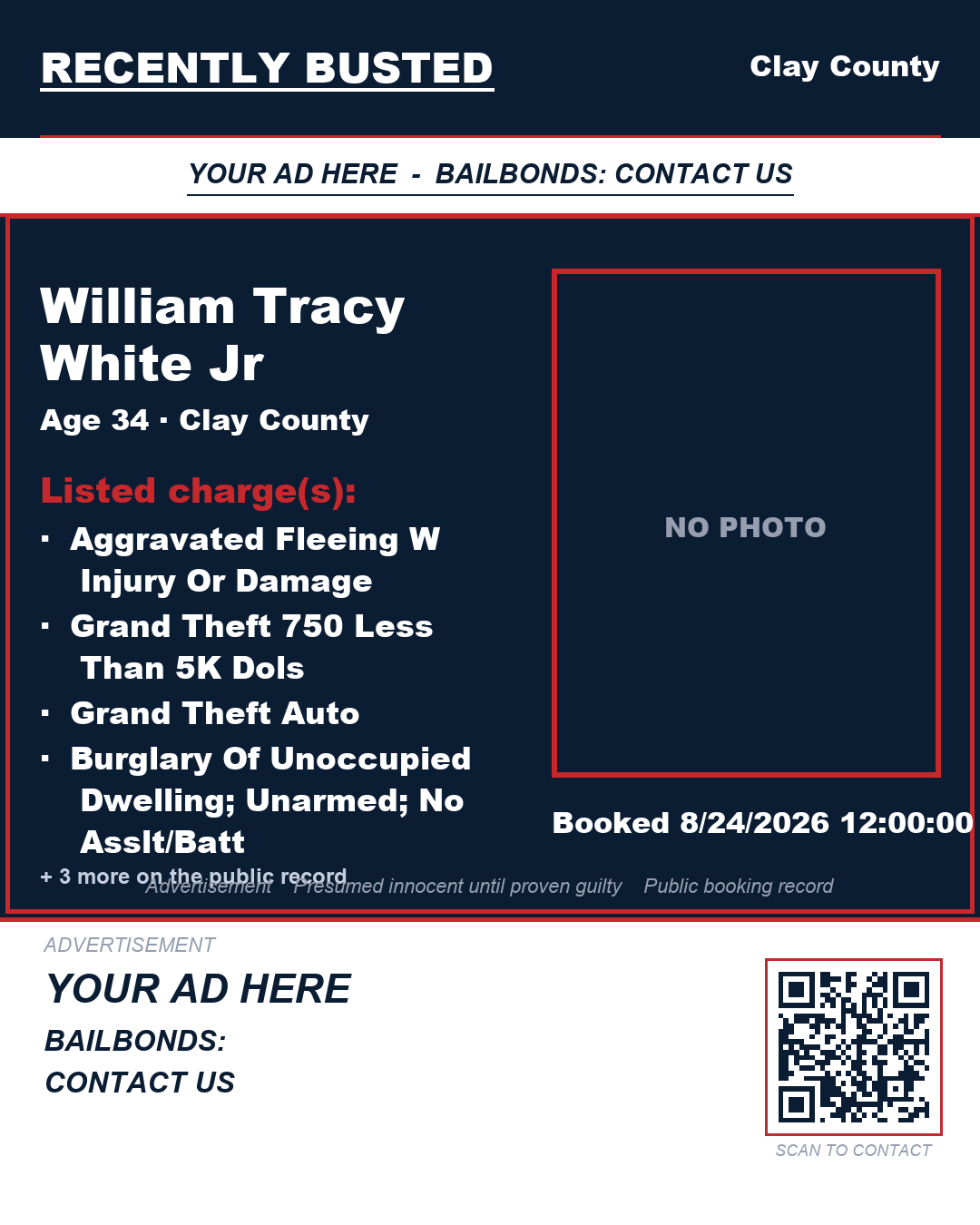 Arrest report - WILLIAM TRACY WHITE JR