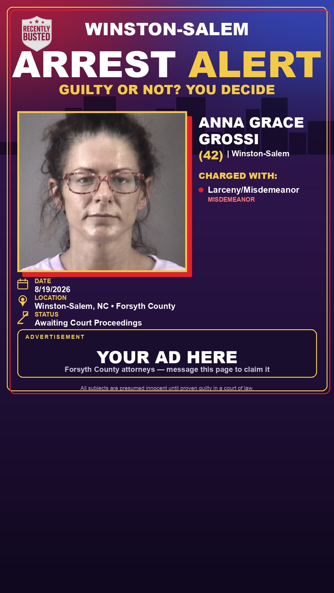 Arrest report - ANNA GRACE GROSSI