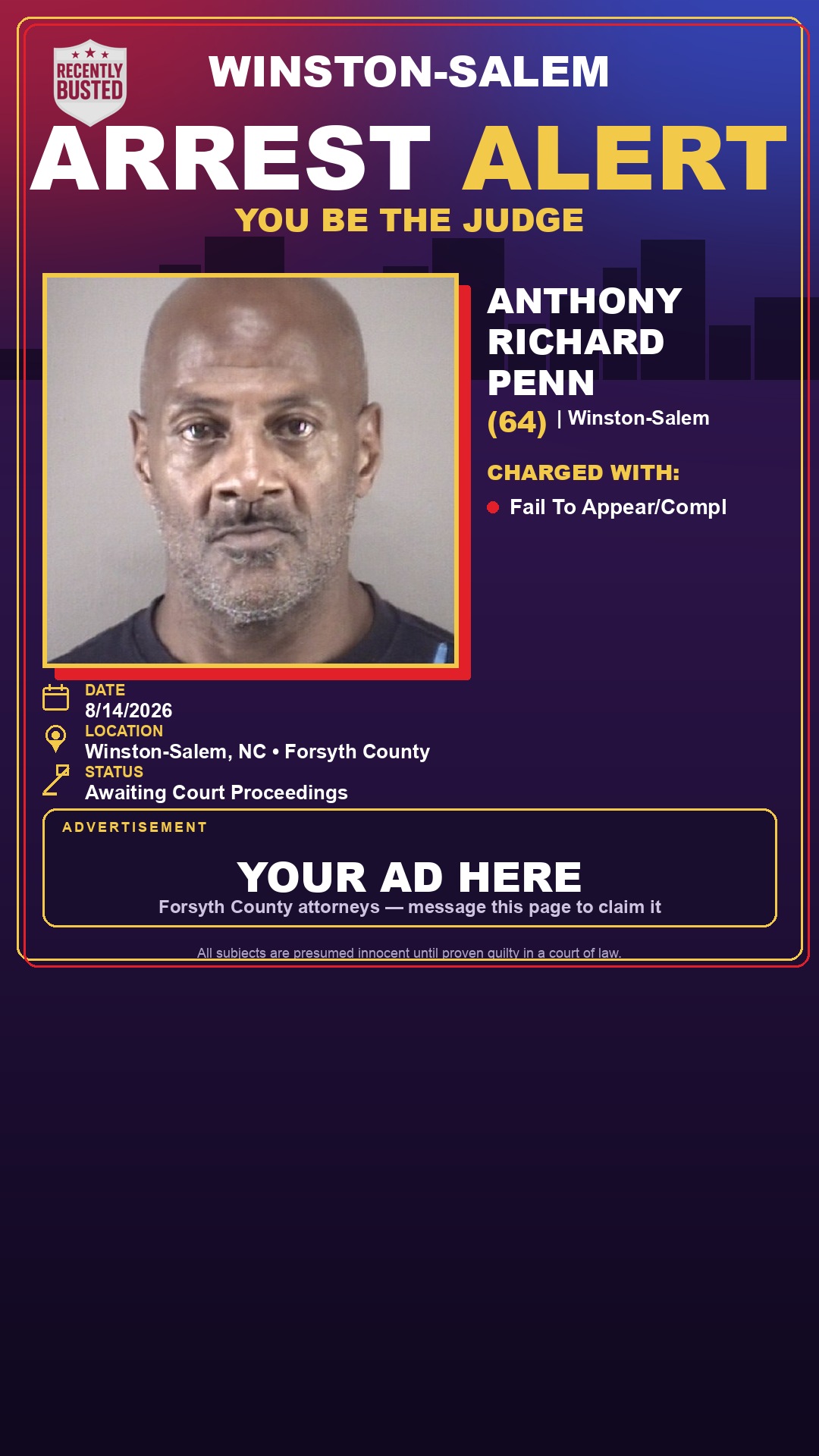 Arrest report - ANTHONY RICHARD PENN