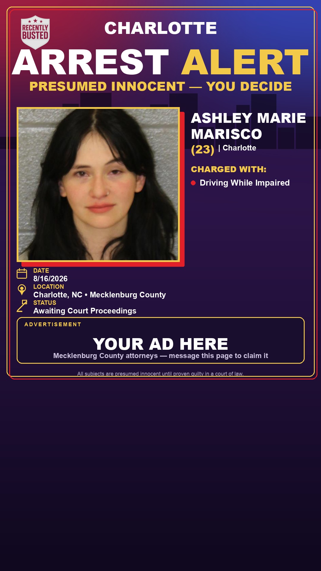 Arrest report - ASHLEY MARIE MARISCO