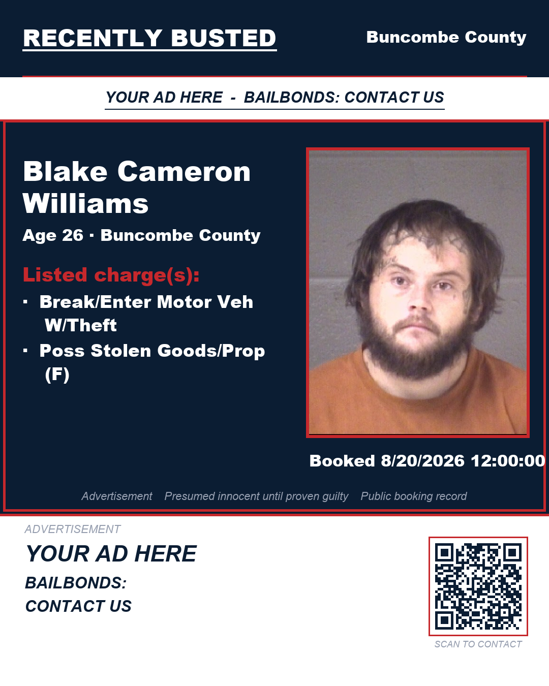 Arrest report - BLAKE CAMERON WILLIAMS