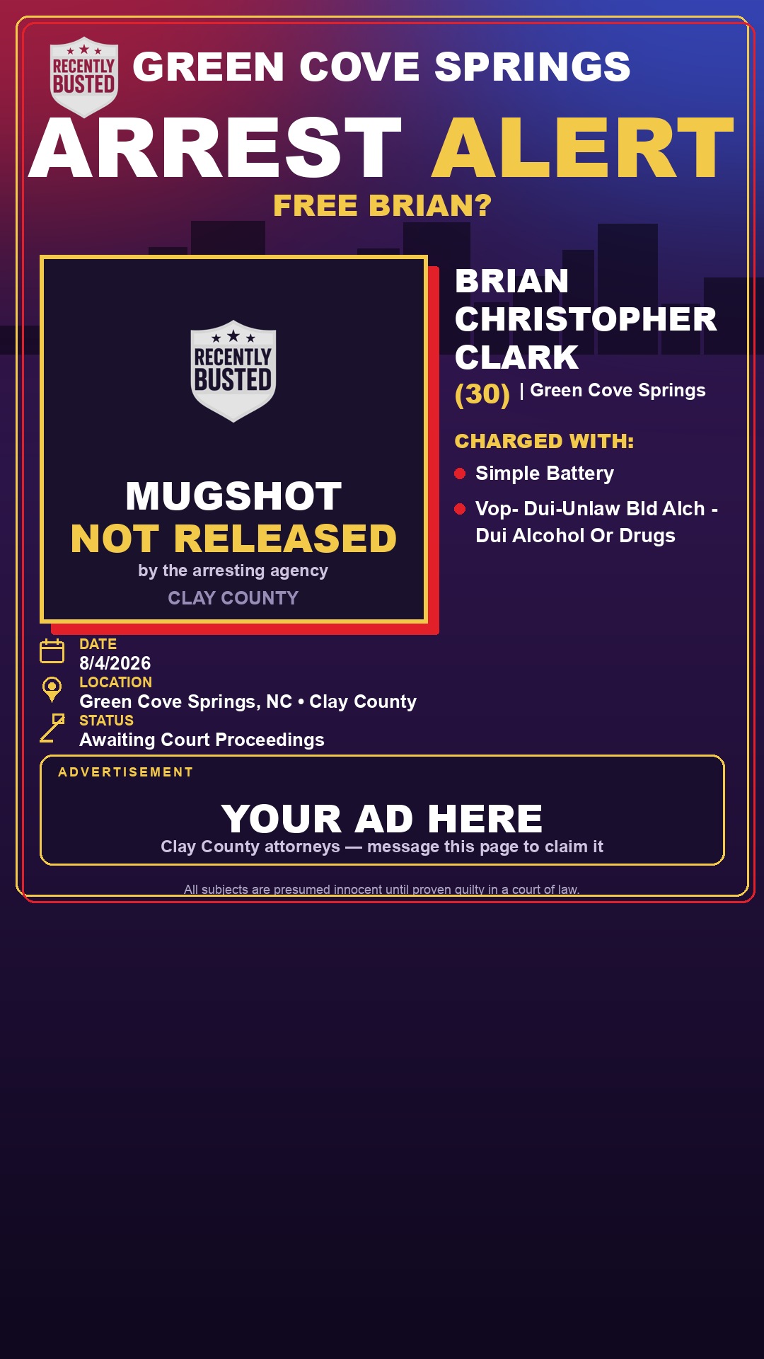 Arrest report - BRIAN CHRISTOPHER CLARK