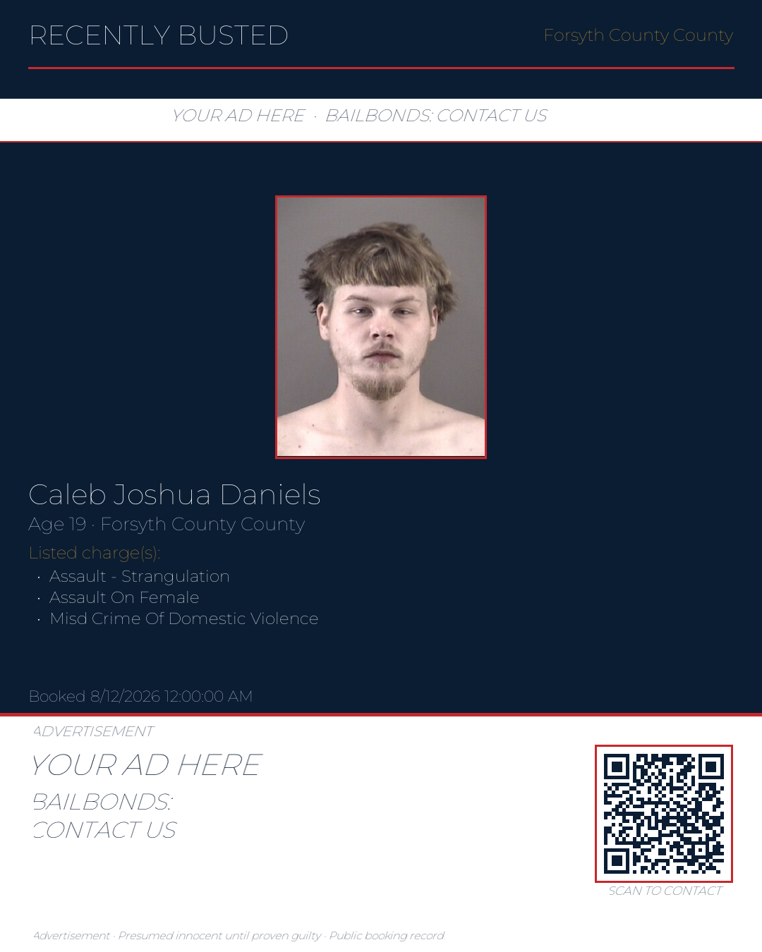 Arrest report - CALEB JOSHUA DANIELS