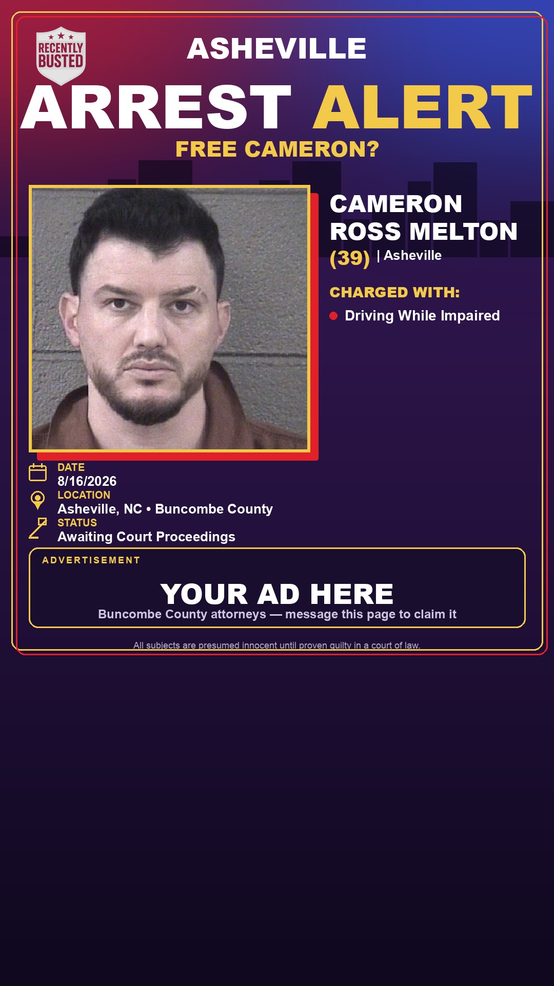 Arrest report - CAMERON ROSS MELTON