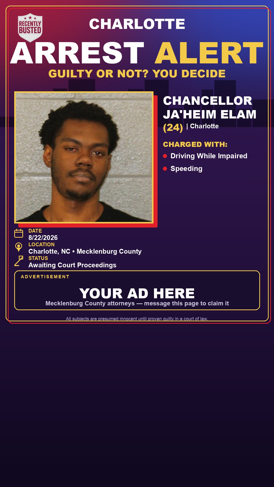 Arrest report - CHANCELLOR JA'HEIM ELAM