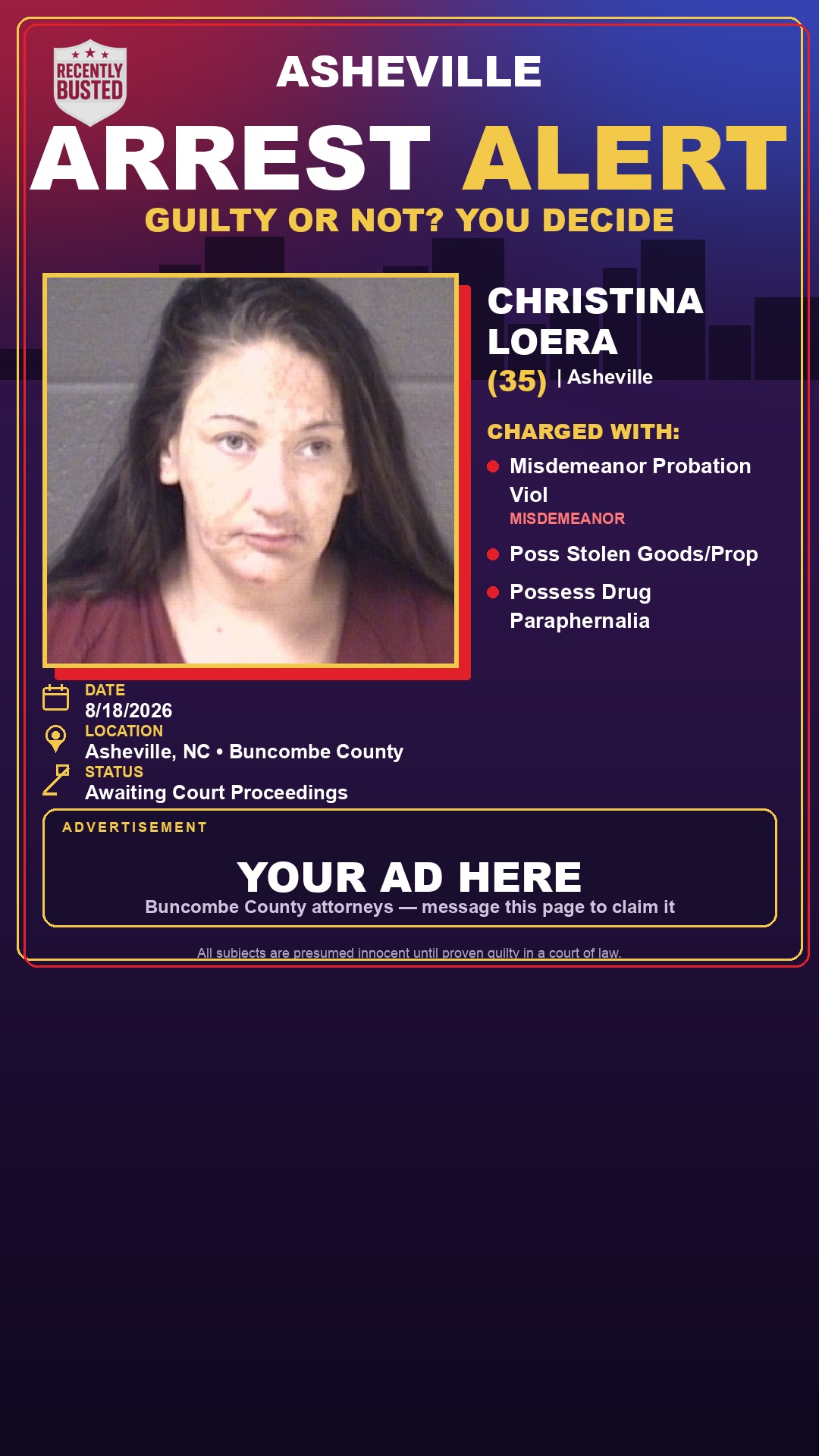Arrest report - CHRISTINA LOERA