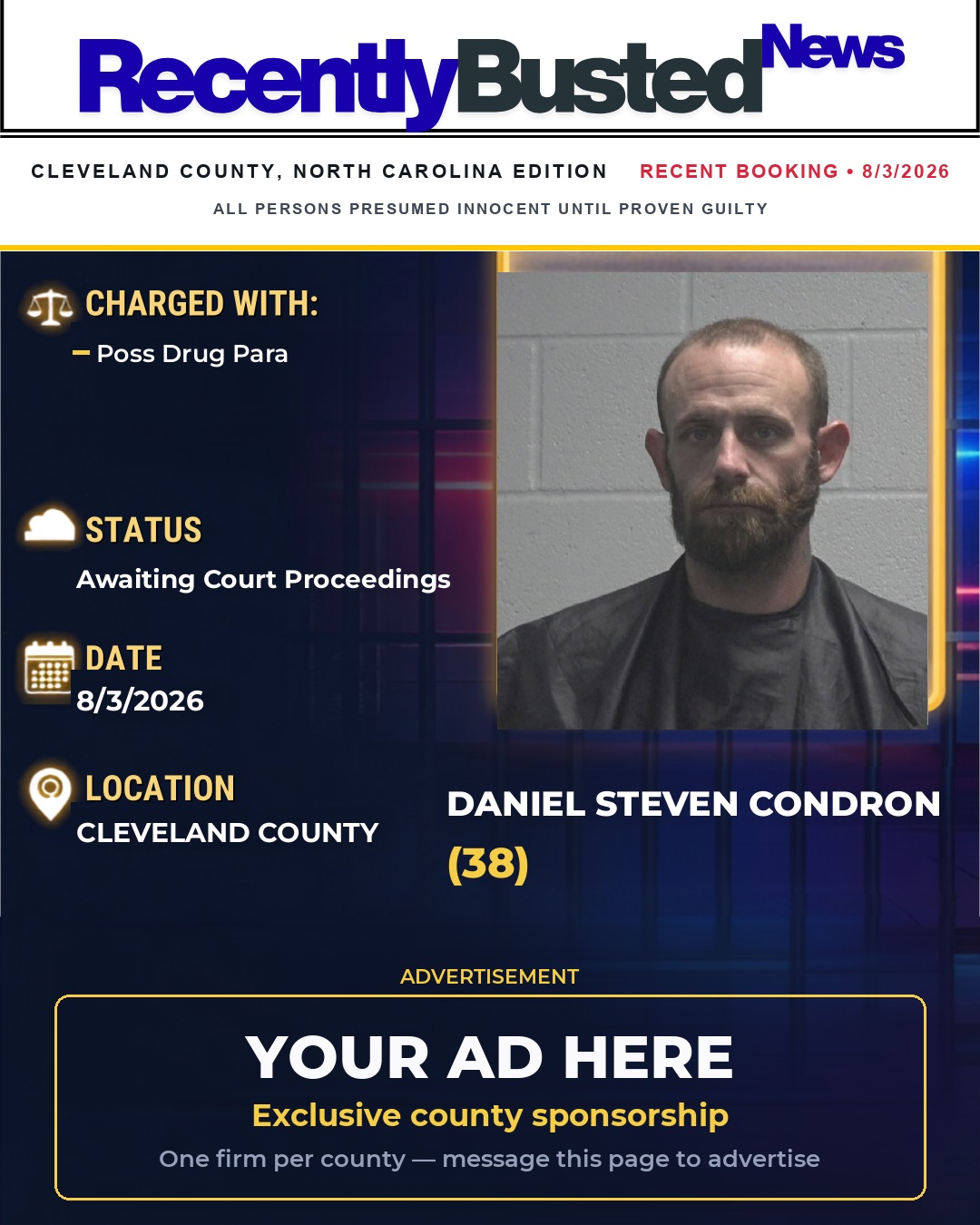 Arrest report - DANIEL STEVEN CONDRON