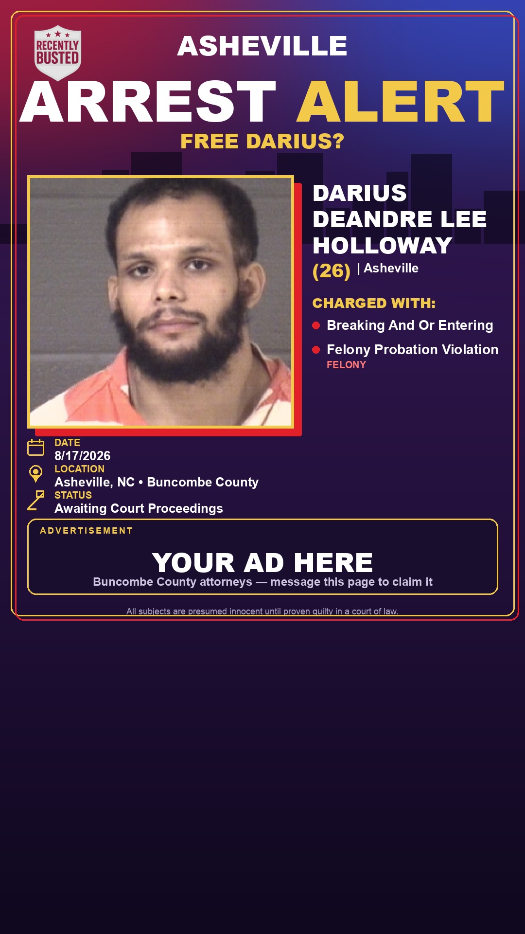 Arrest report - DARIUS DEANDRE LEE HOLLOWAY