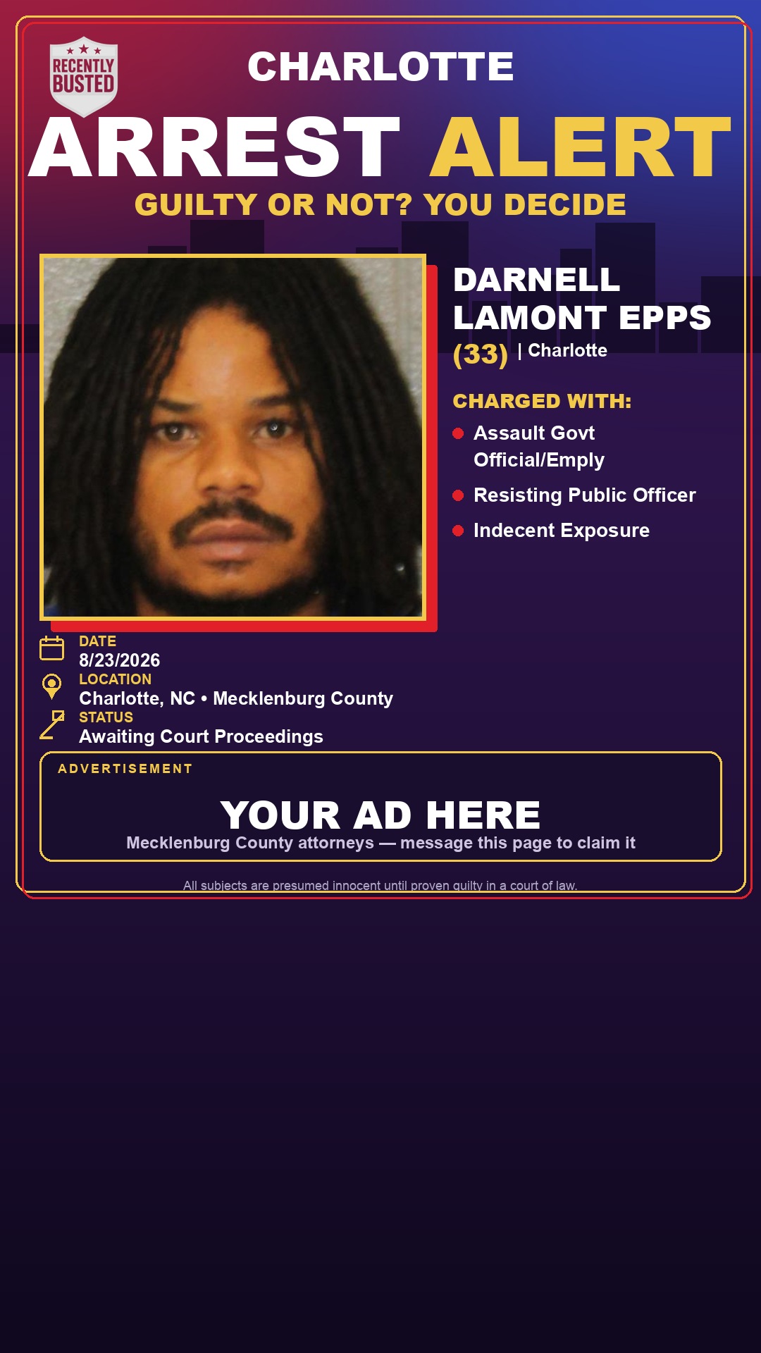 Arrest report - DARNELL LAMONT EPPS