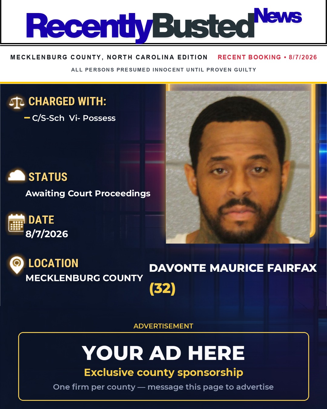 Arrest report - DAVONTE MAURICE FAIRFAX