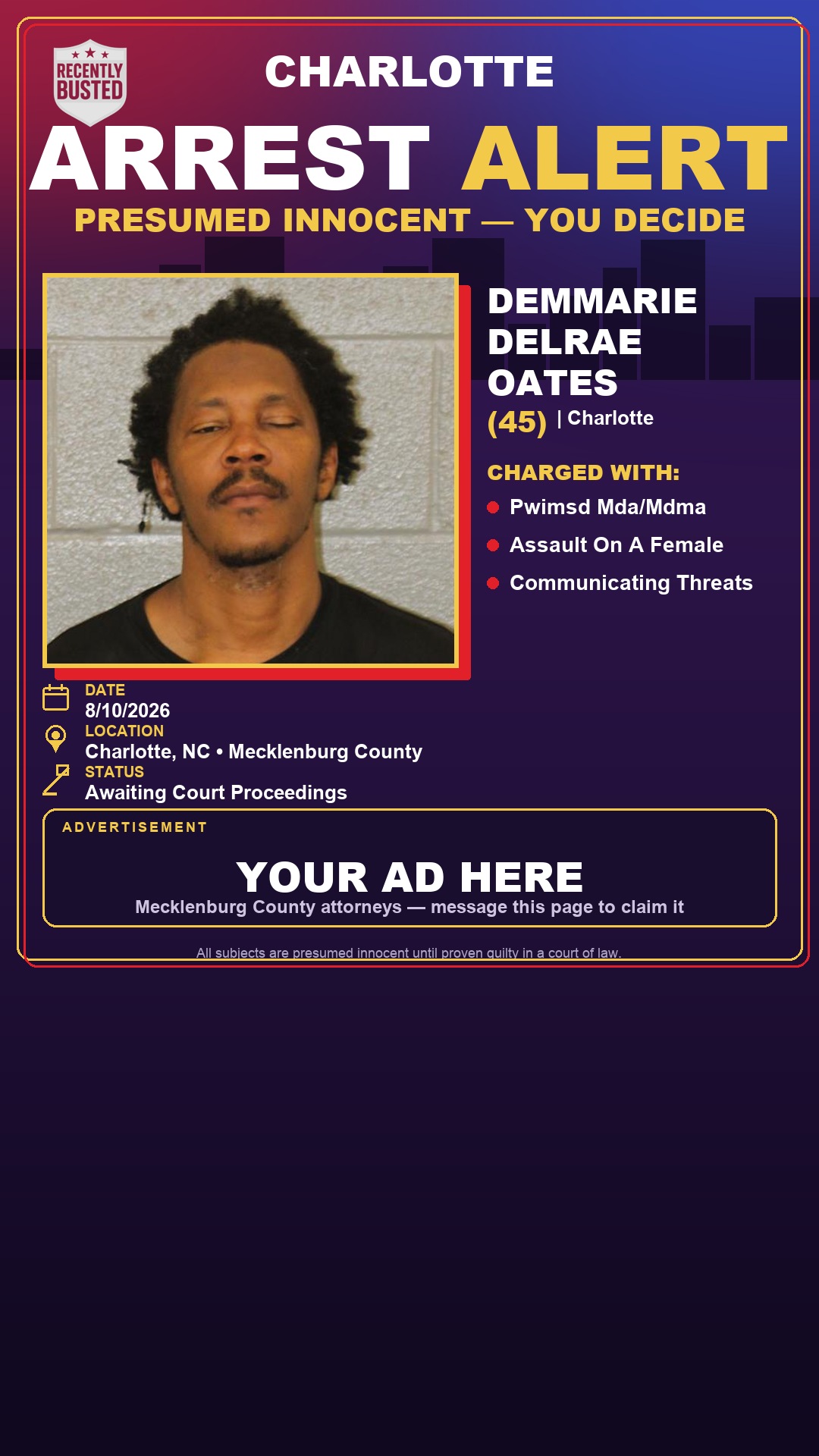 Arrest report - DEMMARIE DELRAE OATES