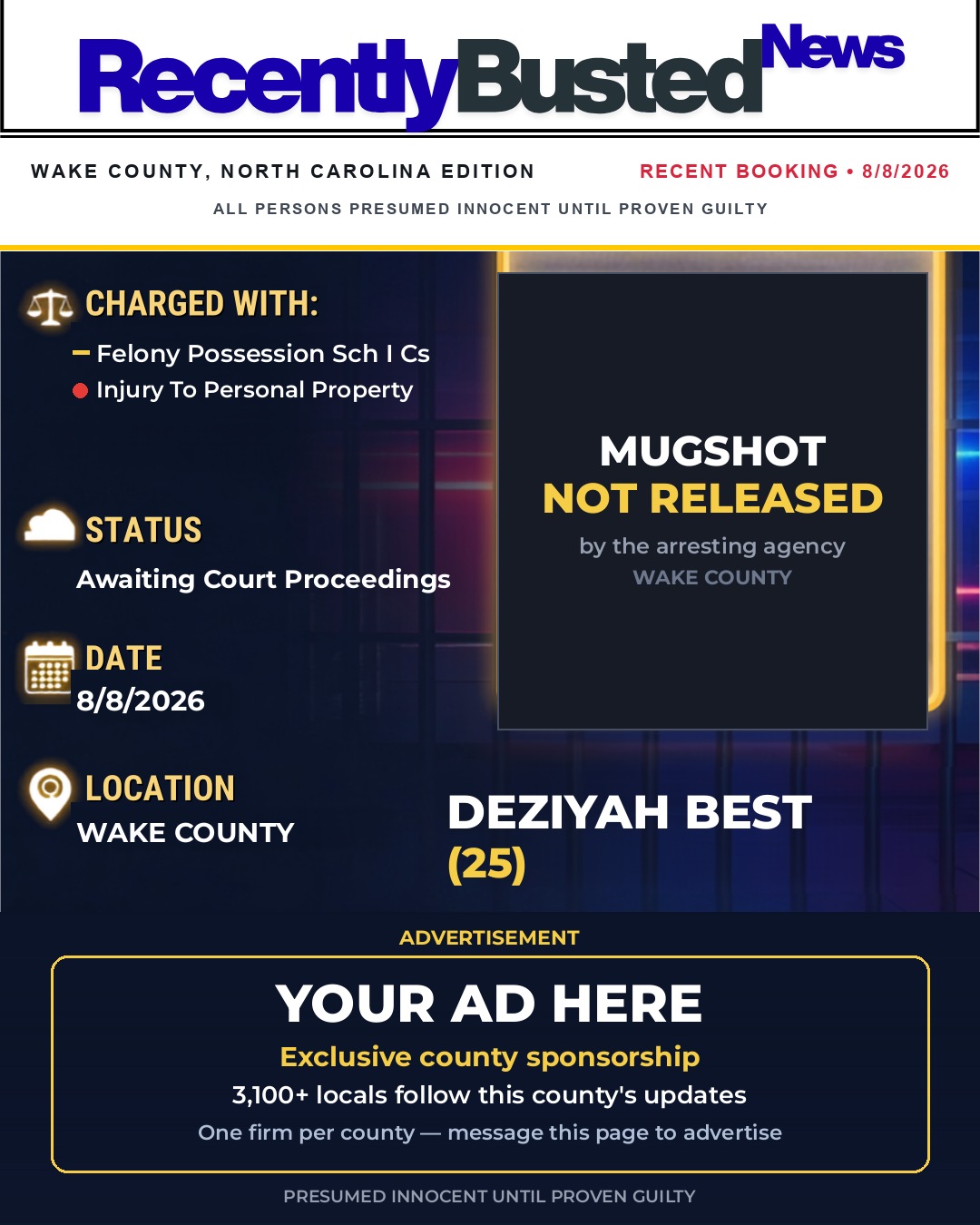 Arrest report - DEZIYAH BEST