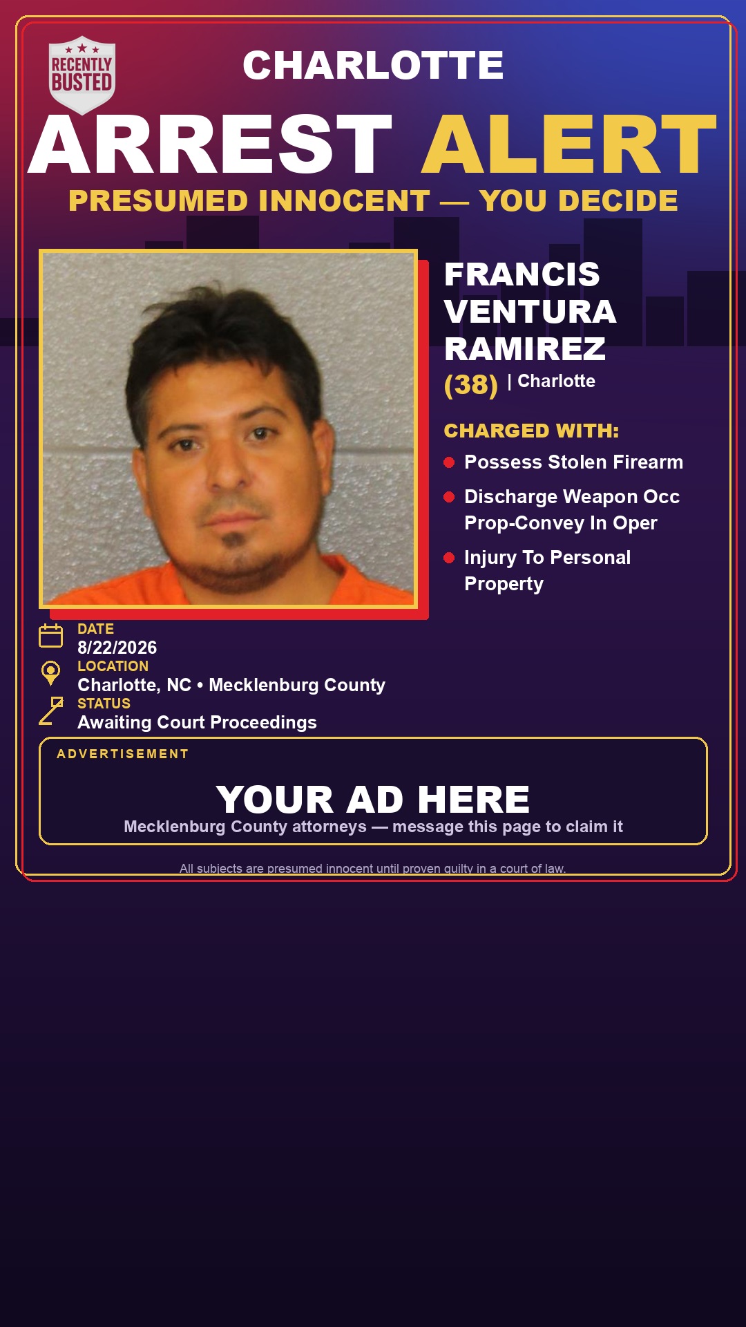 Arrest report - FRANCIS VENTURA RAMIREZ