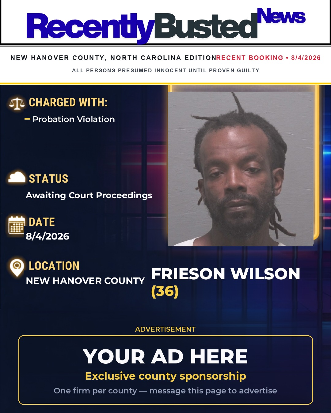 Arrest report - FRIESON WILSON