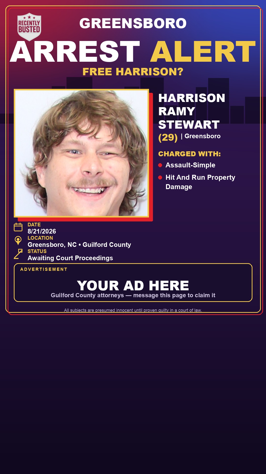 Arrest report - HARRISON RAMY STEWART