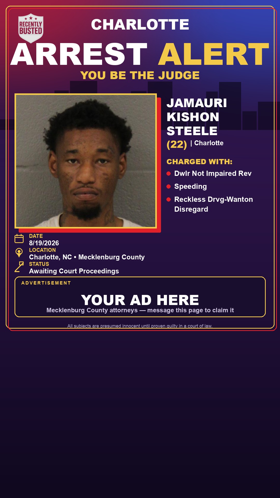 Arrest report - JAMAURI KISHON STEELE