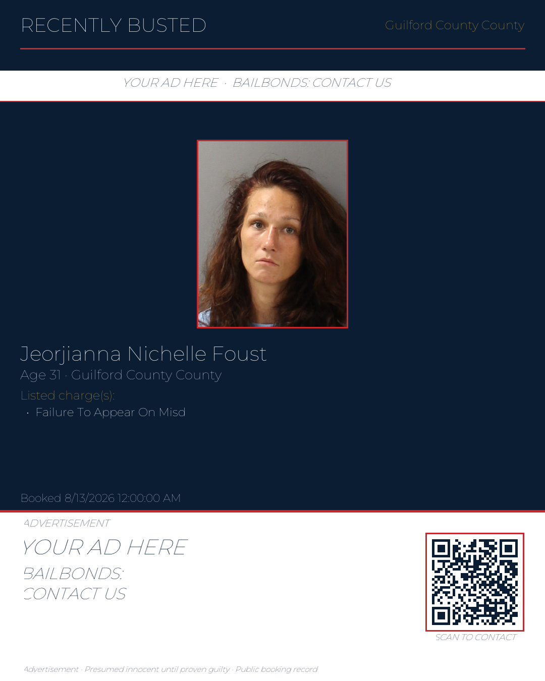 Arrest report - JEORJIANNA NICHELLE FOUST