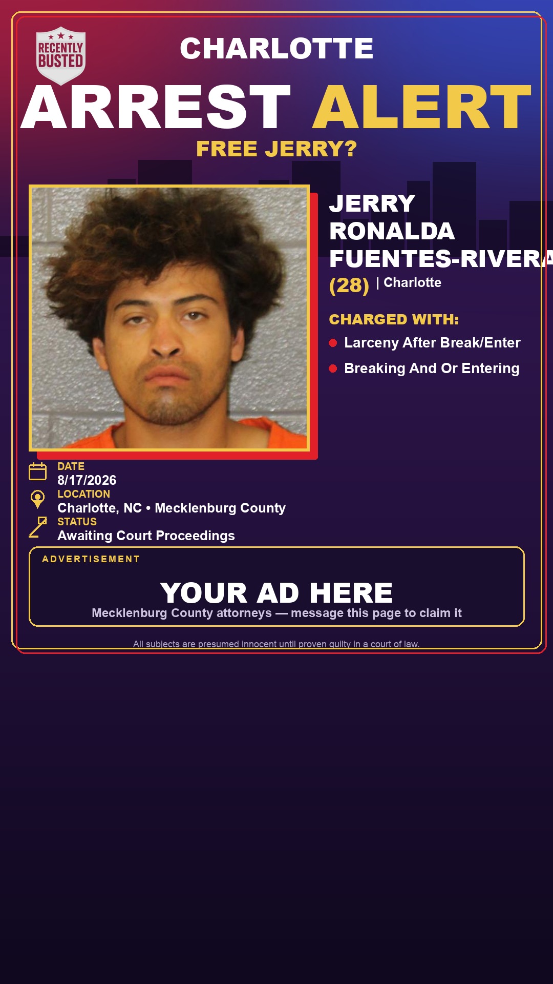 Arrest report - JERRY RONALDA FUENTES-RIVERA