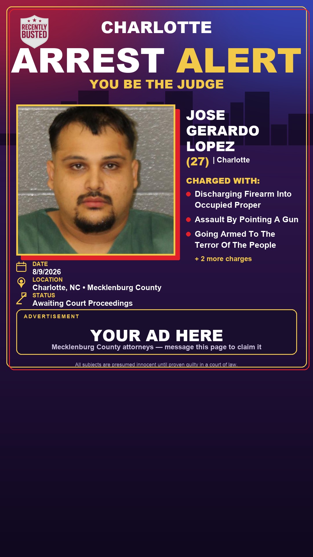 Arrest report - JOSE GERARDO LOPEZ