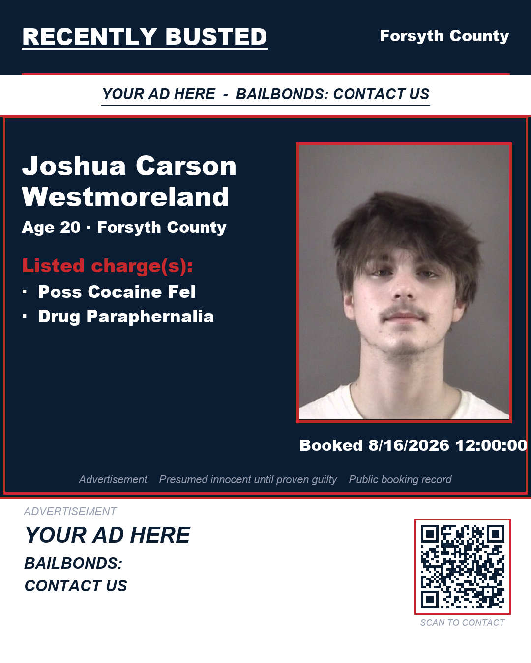Arrest report - JOSHUA CARSON WESTMORELAND