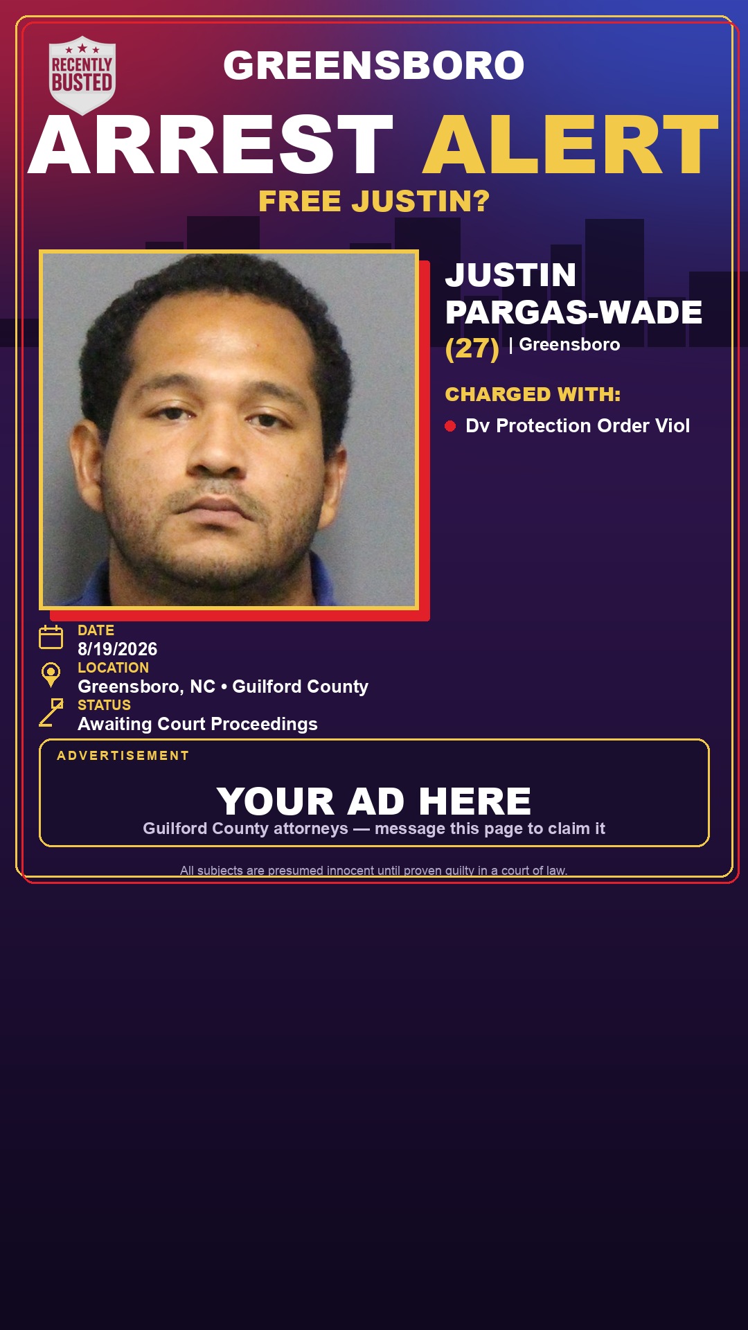 Arrest report - JUSTIN PARGAS-WADE