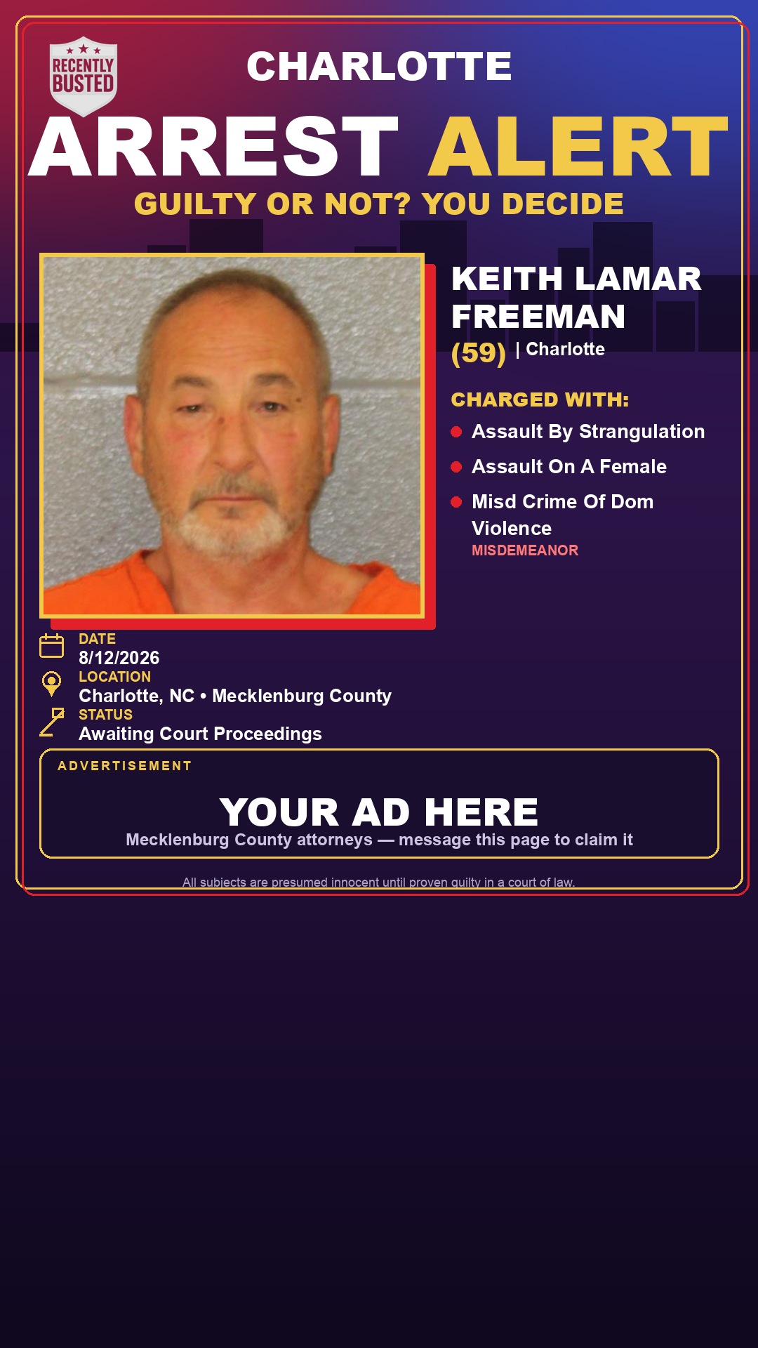 Arrest report - KEITH LAMAR FREEMAN