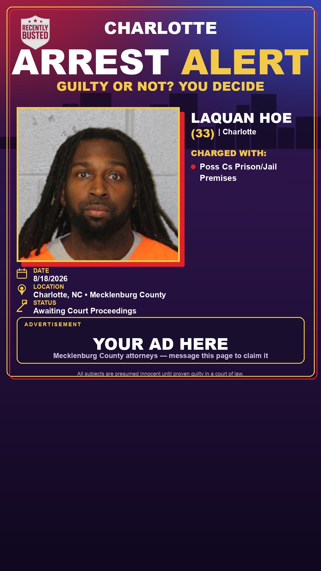 Arrest report - LAQUAN HOE