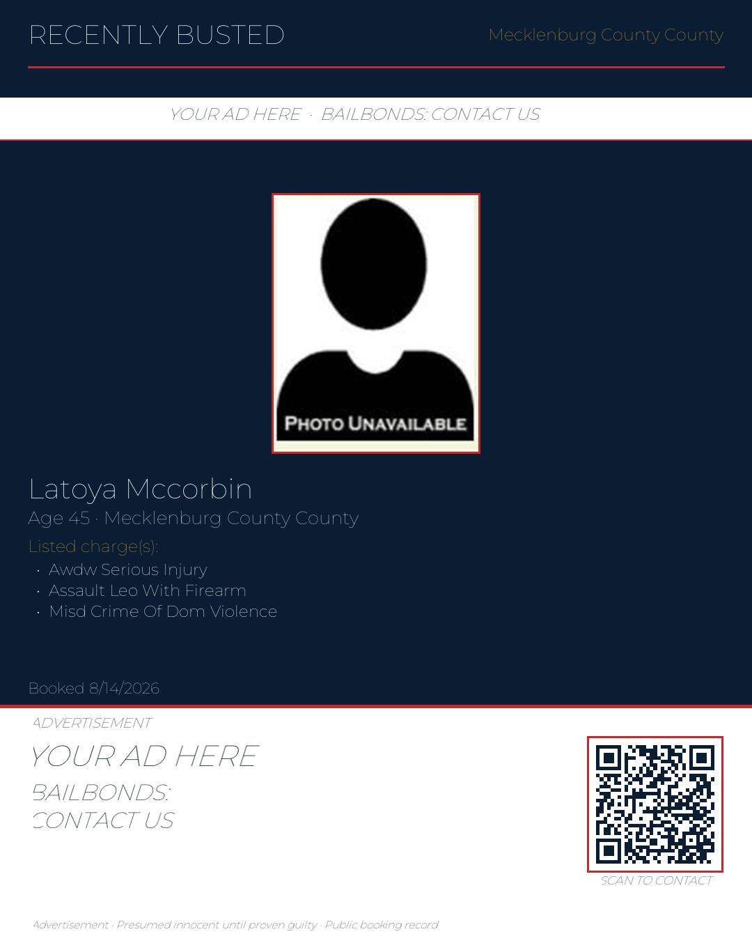 Arrest report - LATOYA MCCORBIN