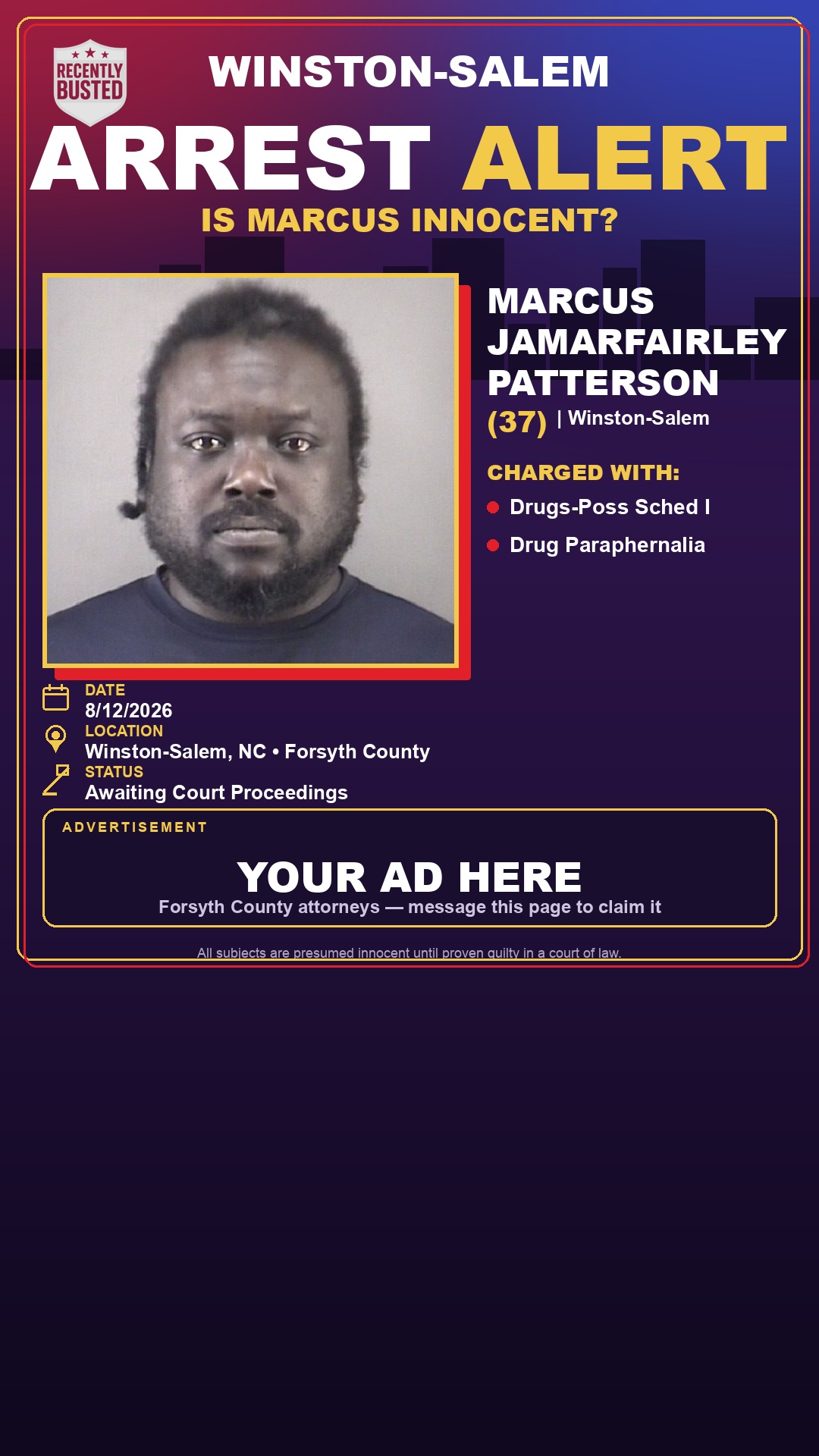 Arrest report - MARCUS JAMARFAIRLEY PATTERSON