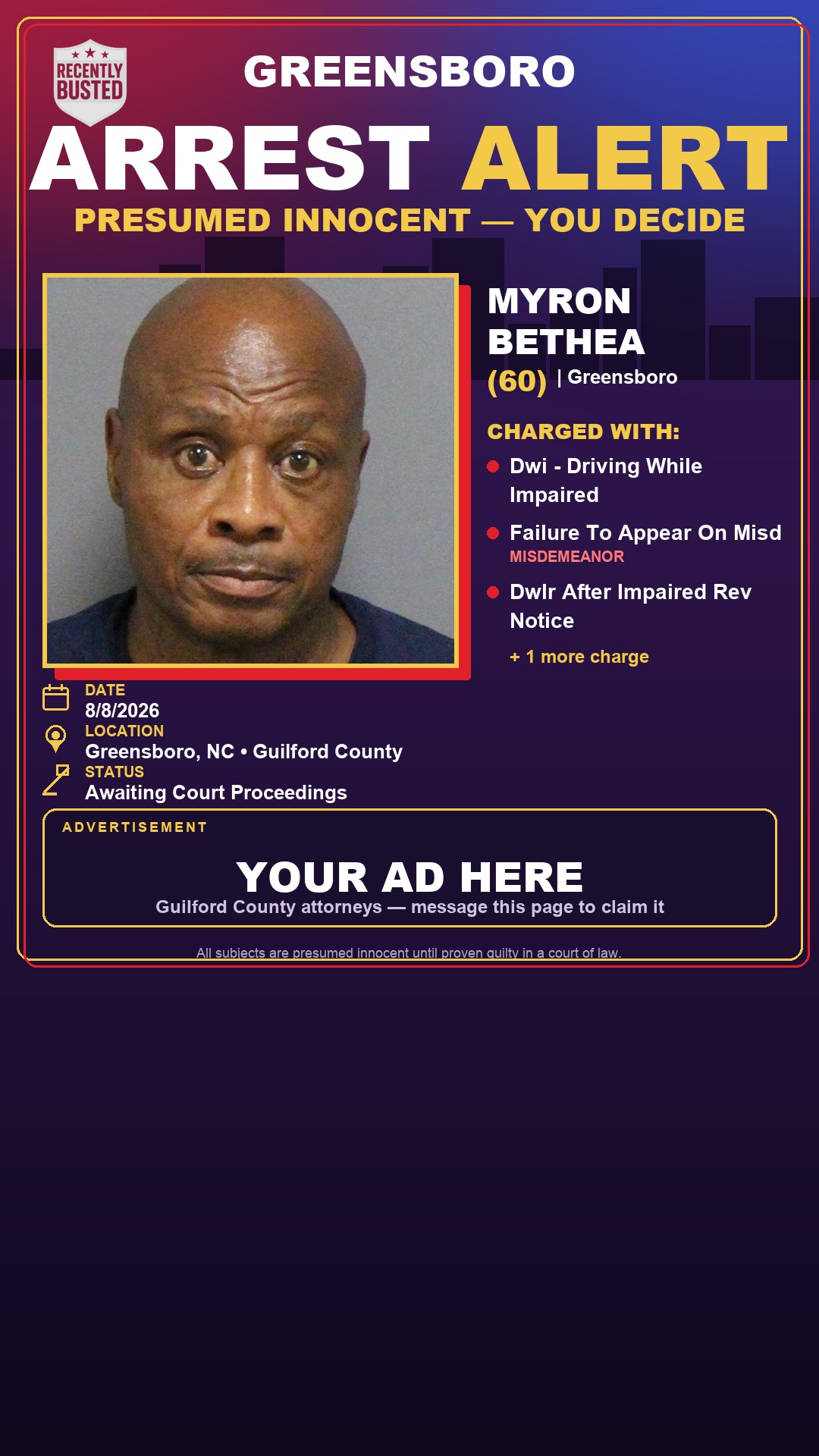 Arrest report - MYRON BETHEA