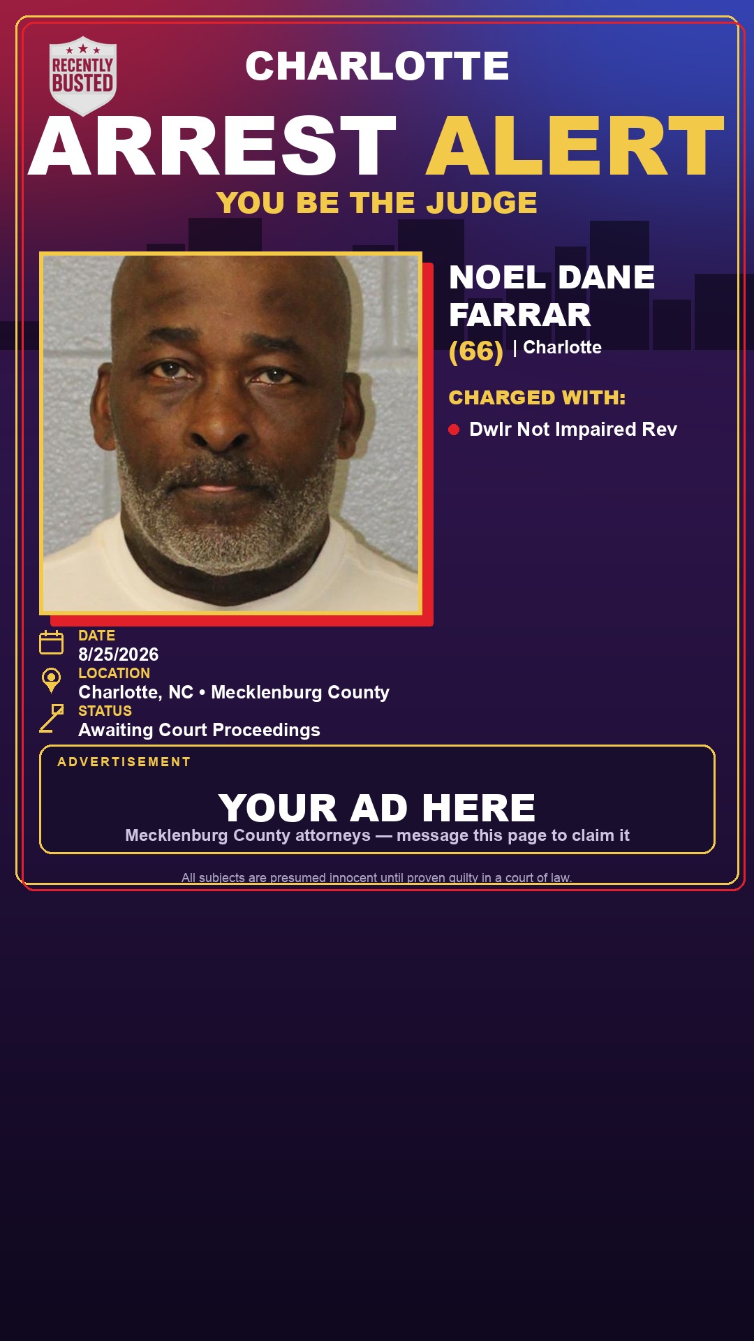 Arrest report - NOEL DANE FARRAR
