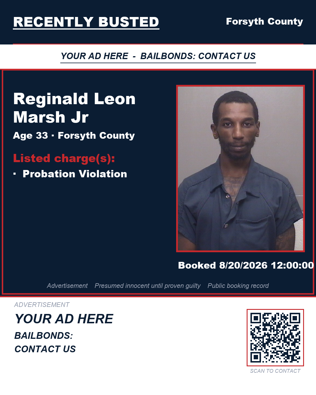 Arrest report - REGINALD LEON MARSH JR