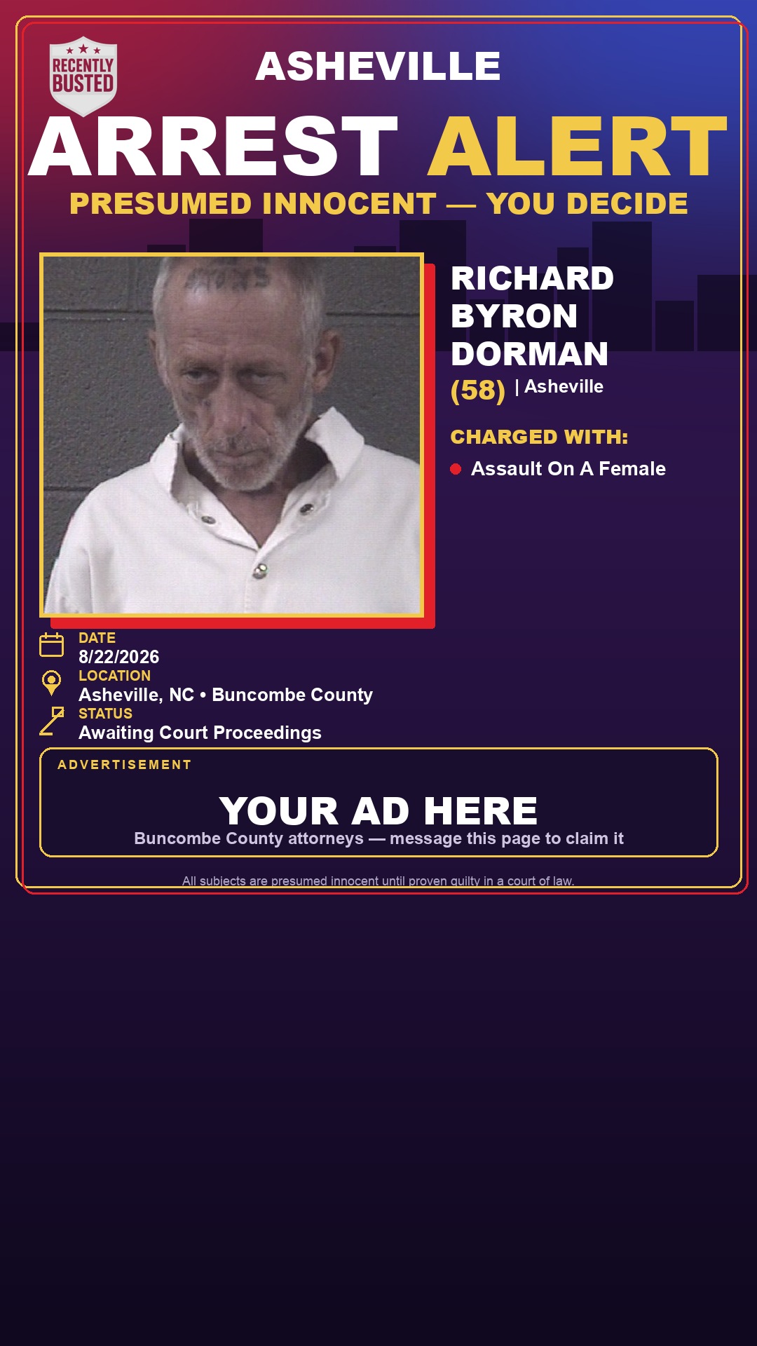 Arrest report - RICHARD BYRON DORMAN