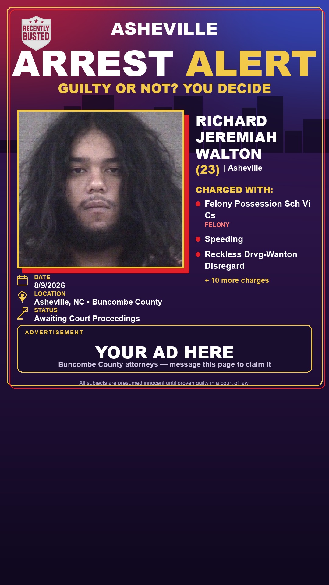 Arrest report - RICHARD JEREMIAH WALTON