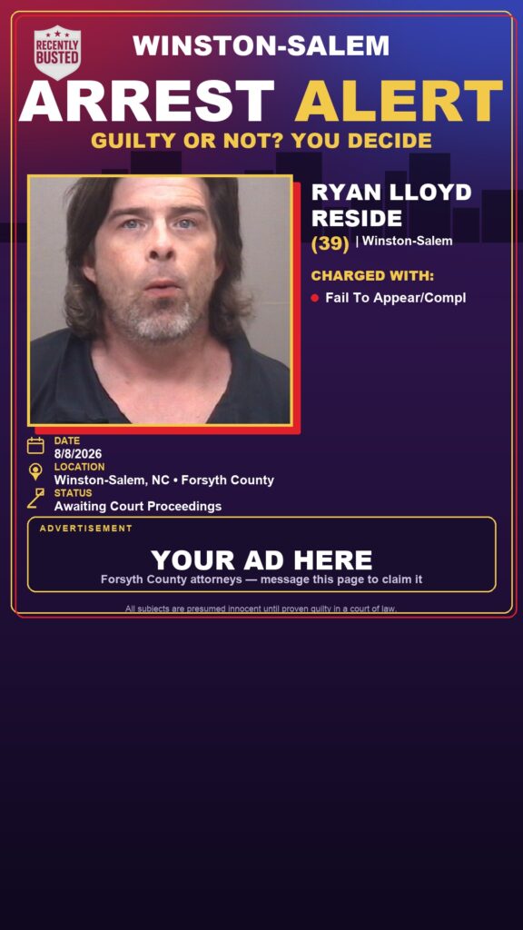 Arrest report — RYAN LLOYD RESIDE