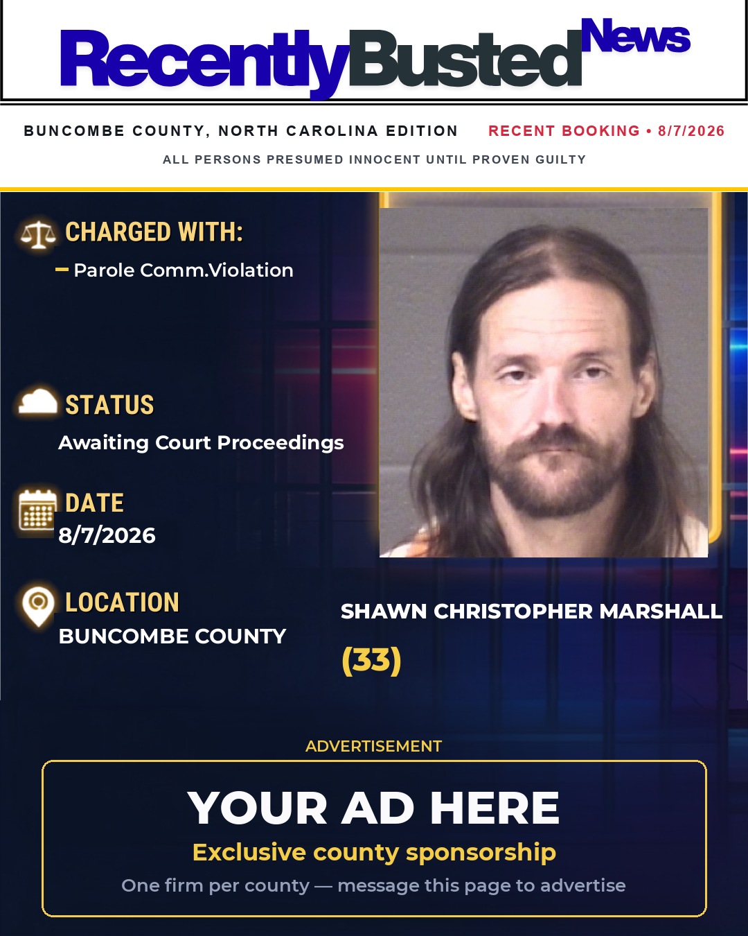 Arrest report - SHAWN CHRISTOPHER MARSHALL