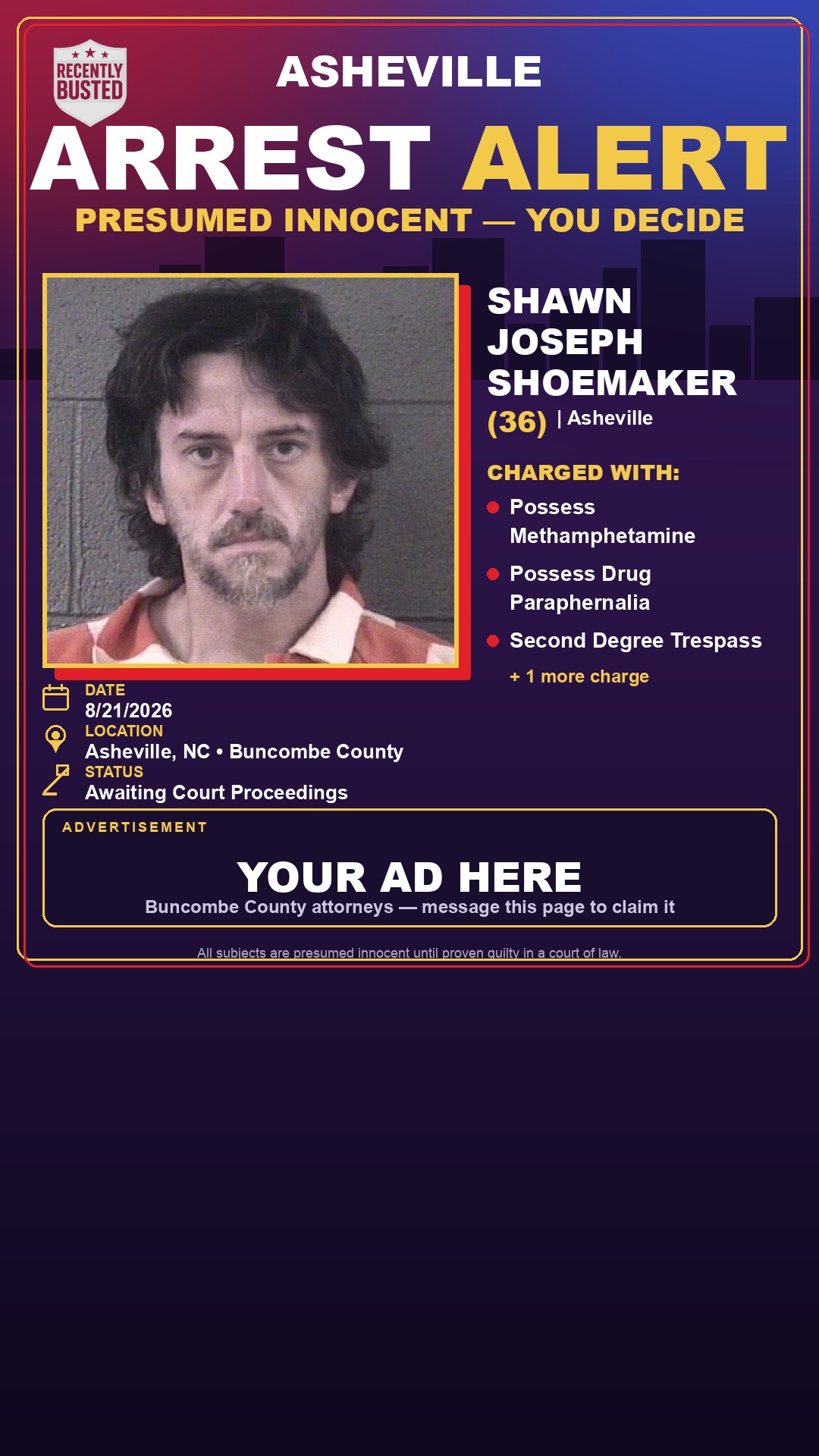 Arrest report - SHAWN JOSEPH SHOEMAKER