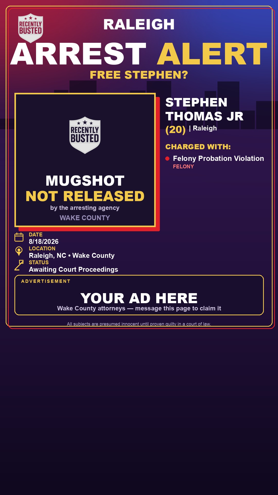 Arrest report - STEPHEN THOMAS JR