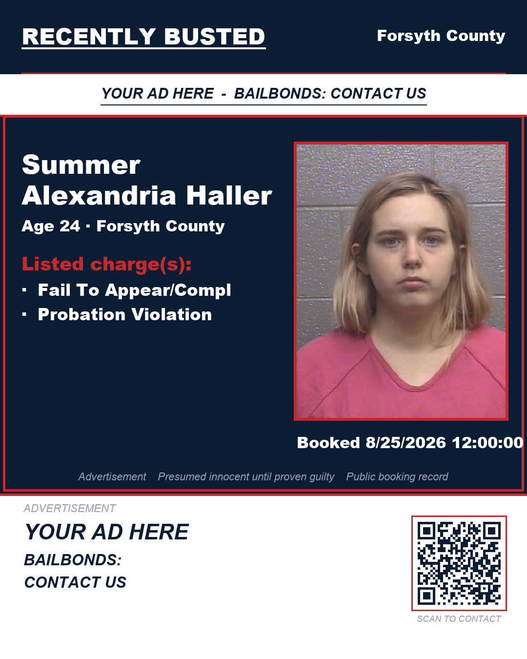 Arrest report - SUMMER ALEXANDRIA HALLER