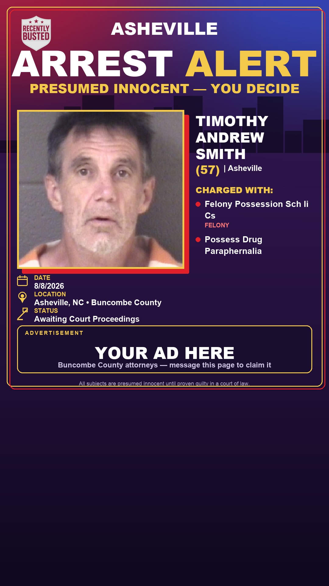 Arrest report - TIMOTHY ANDREW SMITH