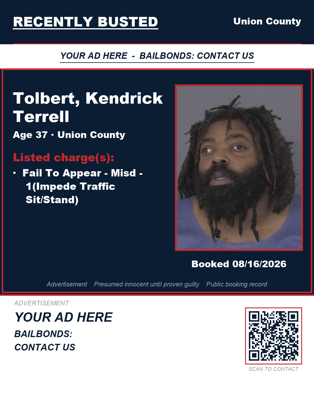 Arrest report - TOLBERT, KENDRICK TERRELL
