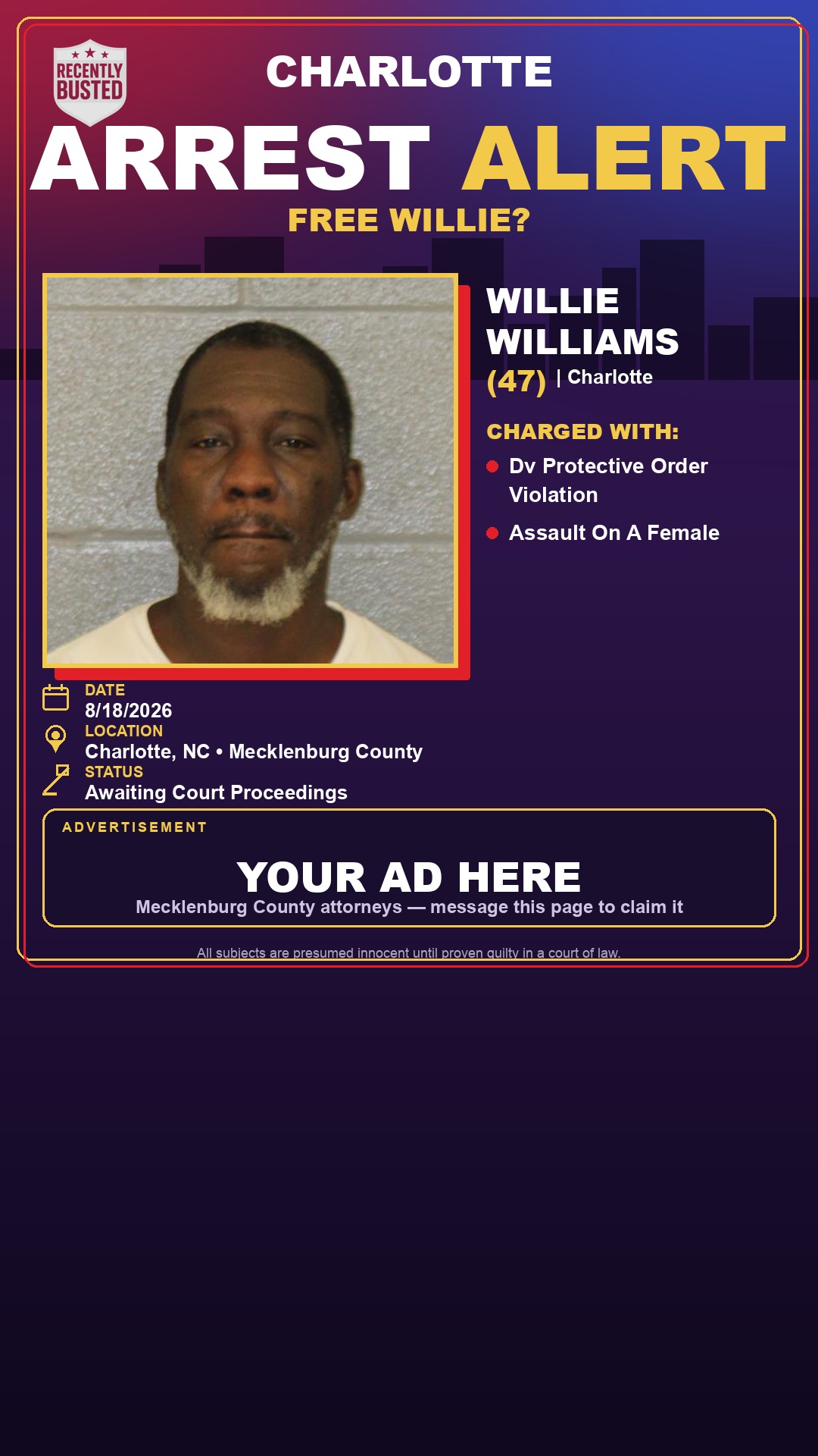 Arrest report - WILLIE WILLIAMS