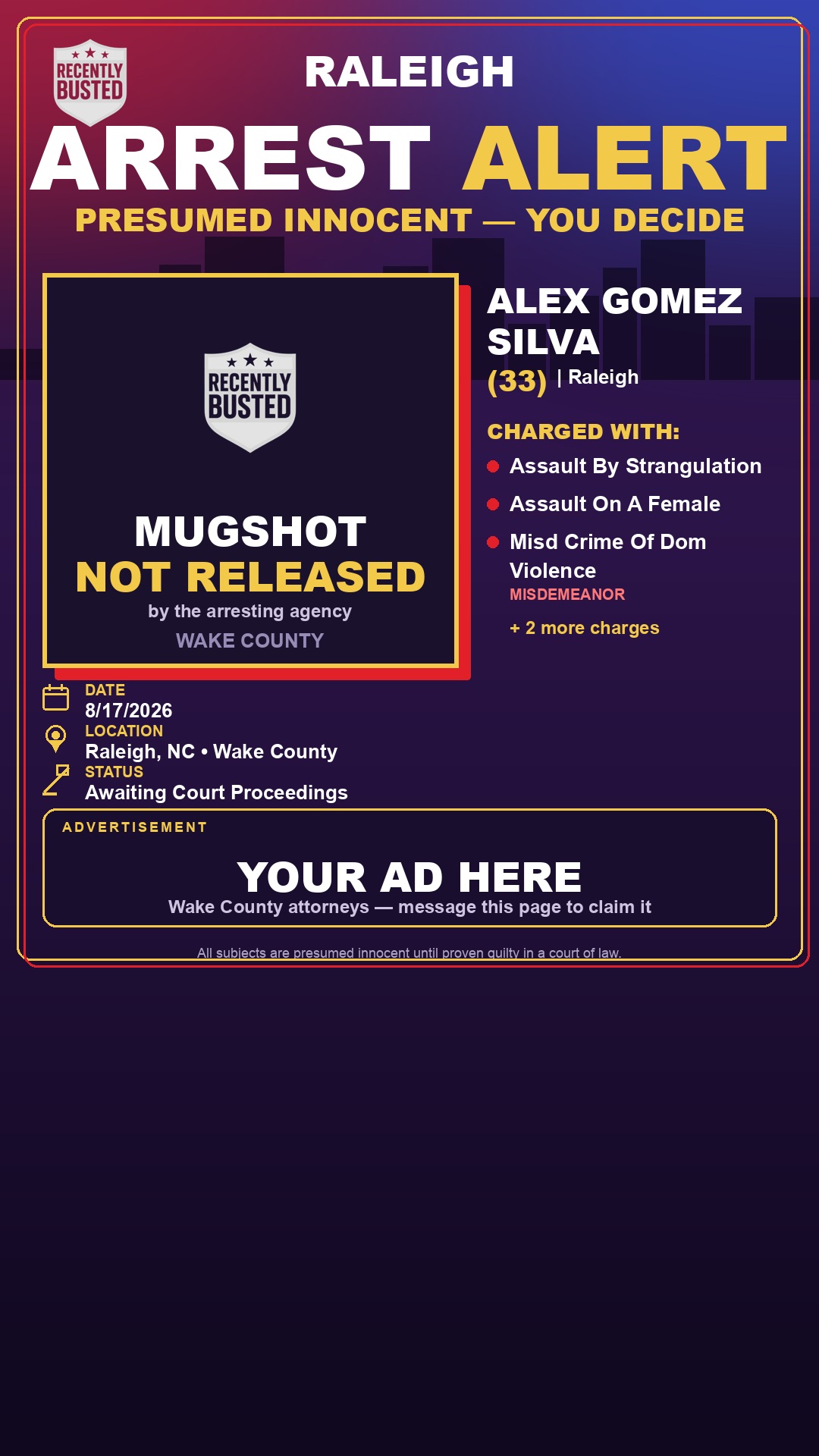 Arrest report - ALEX GOMEZ SILVA