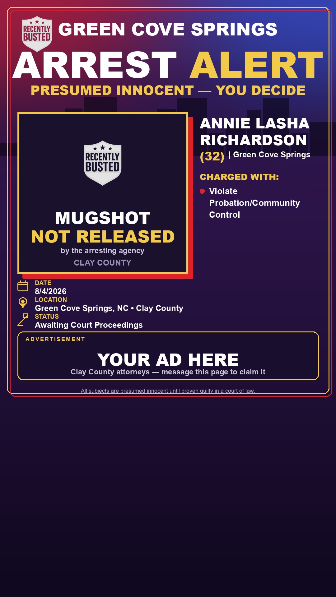 Arrest report - ANNIE LASHA RICHARDSON