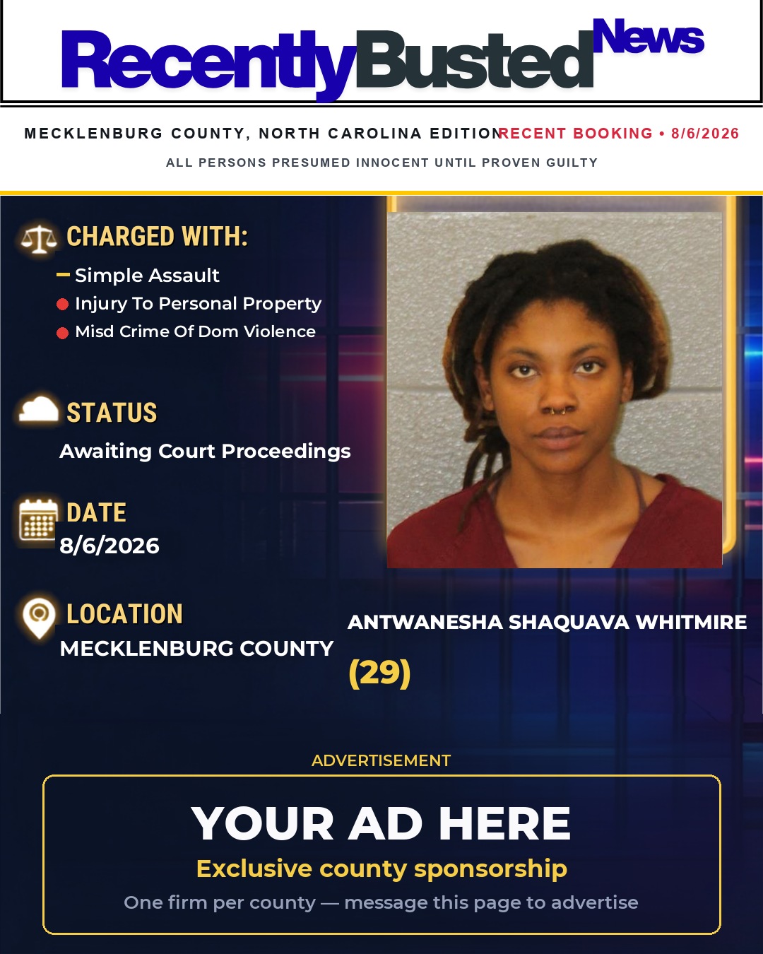 Arrest report - ANTWANESHA SHAQUAVA WHITMIRE